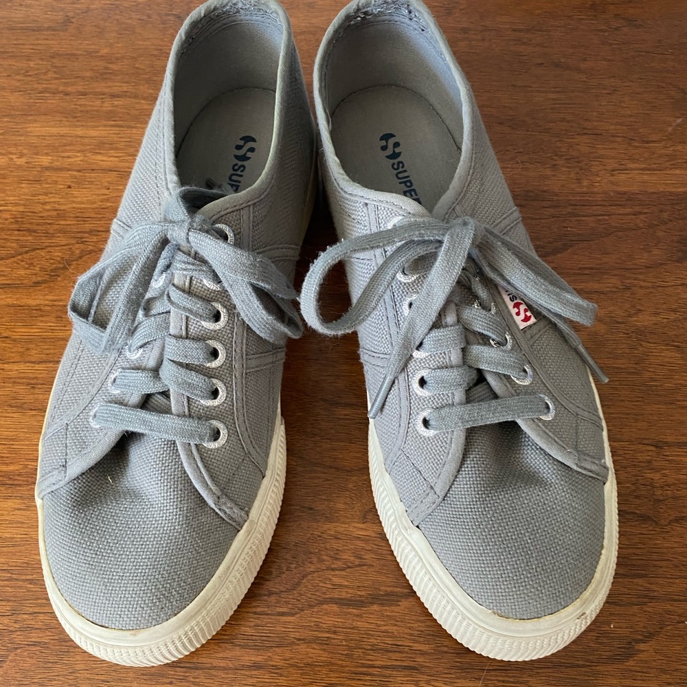 Superga grey platform sneakers